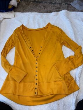 Mustard Yellow Button-Front Cardigan